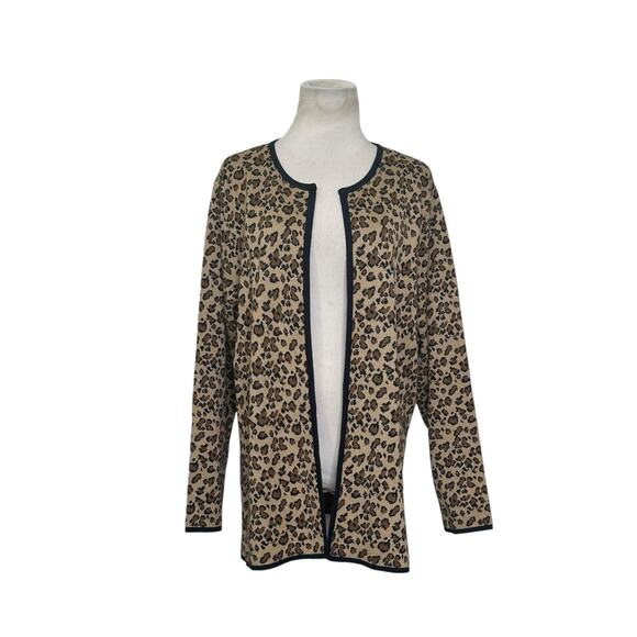 John Paul Richard leopard print long sleeves open front cardigan size XL - Picture 8 of 11